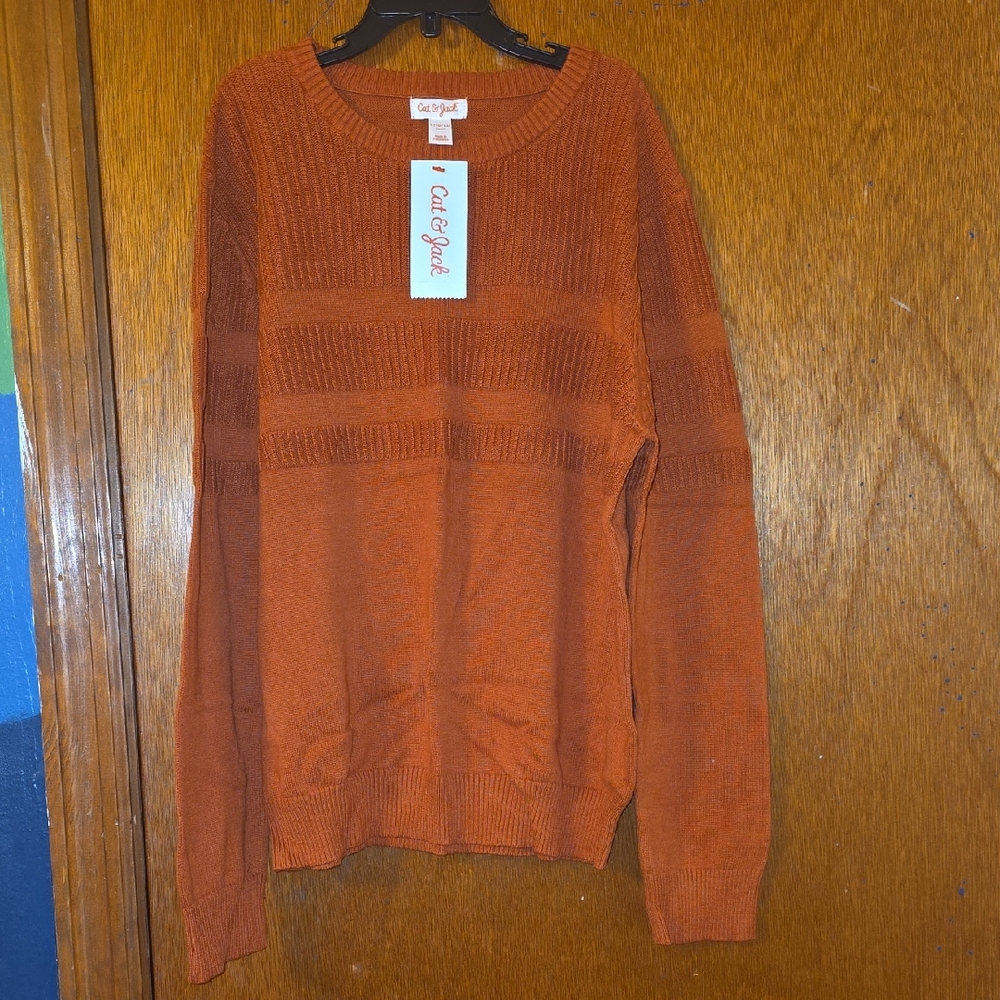 Cat & Jack Vibrant Orange Knit Sweater